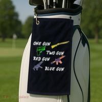 One Gun Two Gun Red Gun Blue Gun Golf Towel thumb 2