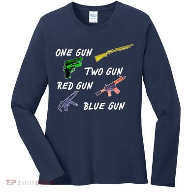 One Gun Two Gun Red Gun Blue Gun Women's Long Sleeve Shirt