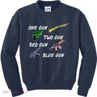 One Gun Two Gun Red Gun Blue Gun Kids Sweatshirt thumb 0