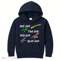One Gun Two Gun Red Gun Blue Gun Kids Hoodie thumb 0