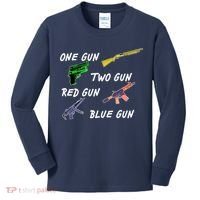 One Gun Two Gun Red Gun Blue Gun Kids Long Sleeve Shirt thumb 0