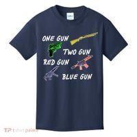 One Gun Two Gun Red Gun Blue Gun Kids T-Shirt thumb 0
