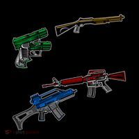 One Gun Two Gun Red Gun Blue Gun Funny Weapons Coffee Mug thumb 5