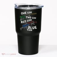 One Gun Two Gun Red Gun Blue Gun Funny Weapons Tumbler thumb 0