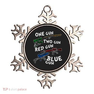 One Gun Two Gun Red Gun Blue Gun Funny Weapons Ornament