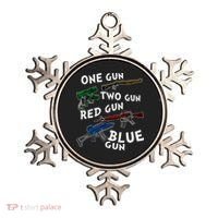 One Gun Two Gun Red Gun Blue Gun Funny Weapons Ornament thumb 0