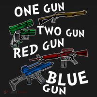 One Gun Two Gun Red Gun Blue Gun Funny Weapons Ornament thumb 1