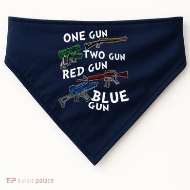 One Gun Two Gun Red Gun Blue Gun Funny Weapons USA-Made Doggie Bandana