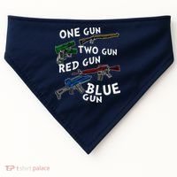 One Gun Two Gun Red Gun Blue Gun Funny Weapons USA-Made Doggie Bandana thumb 0