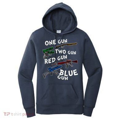 One Gun Two Gun Red Gun Blue Gun Funny Weapons Women's Hoodie