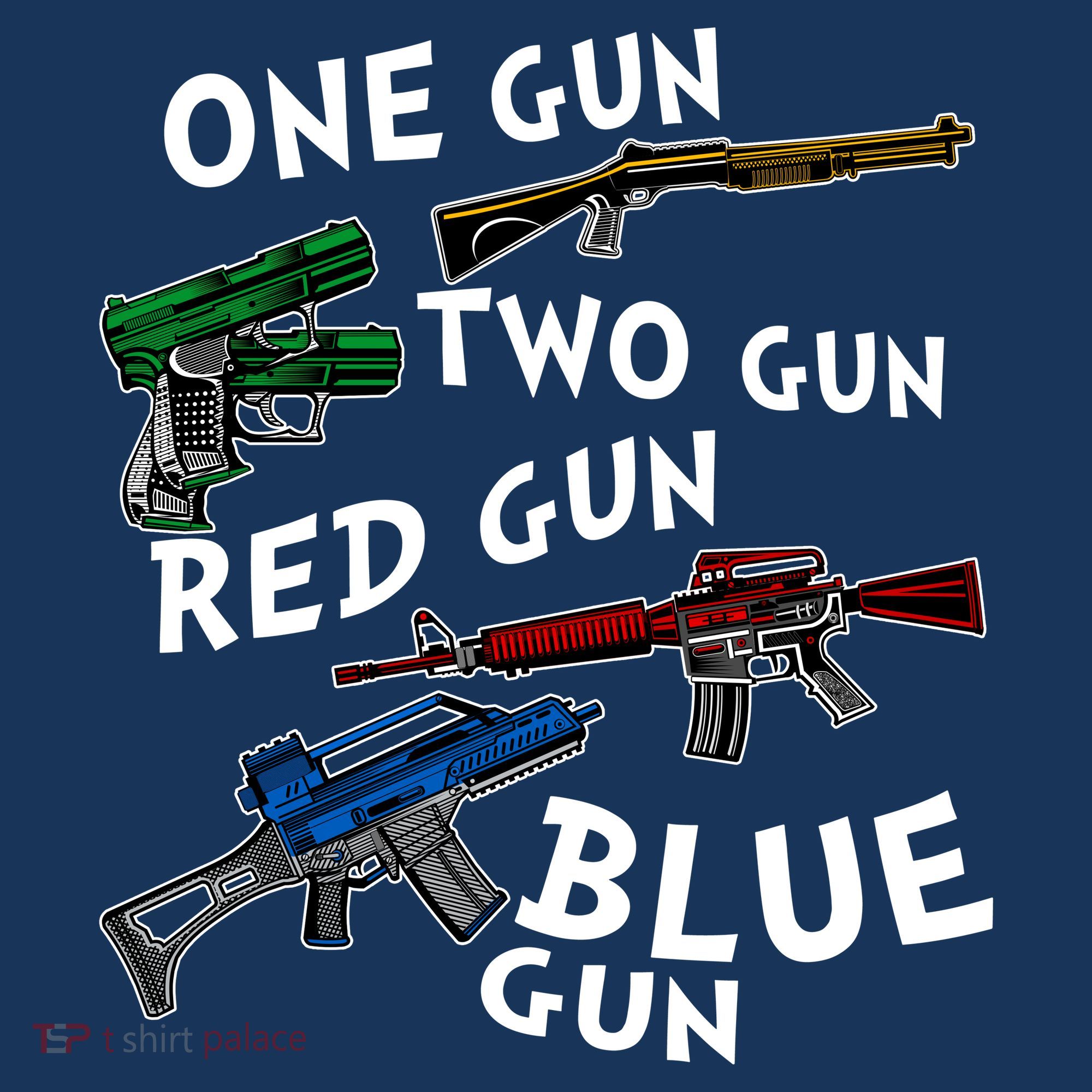 One Gun Two Gun Red Gun Blue Gun Funny Weapons Women's Hoodie