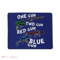 One Gun Two Gun Red Gun Blue Gun Funny Weapons Mousepad thumb 0