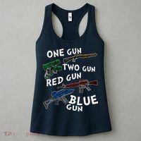 One Gun Two Gun Red Gun Blue Gun Funny Weapons Women's Tank Top thumb 3