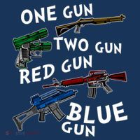 One Gun Two Gun Red Gun Blue Gun Funny Weapons Women's Tank Top thumb 5