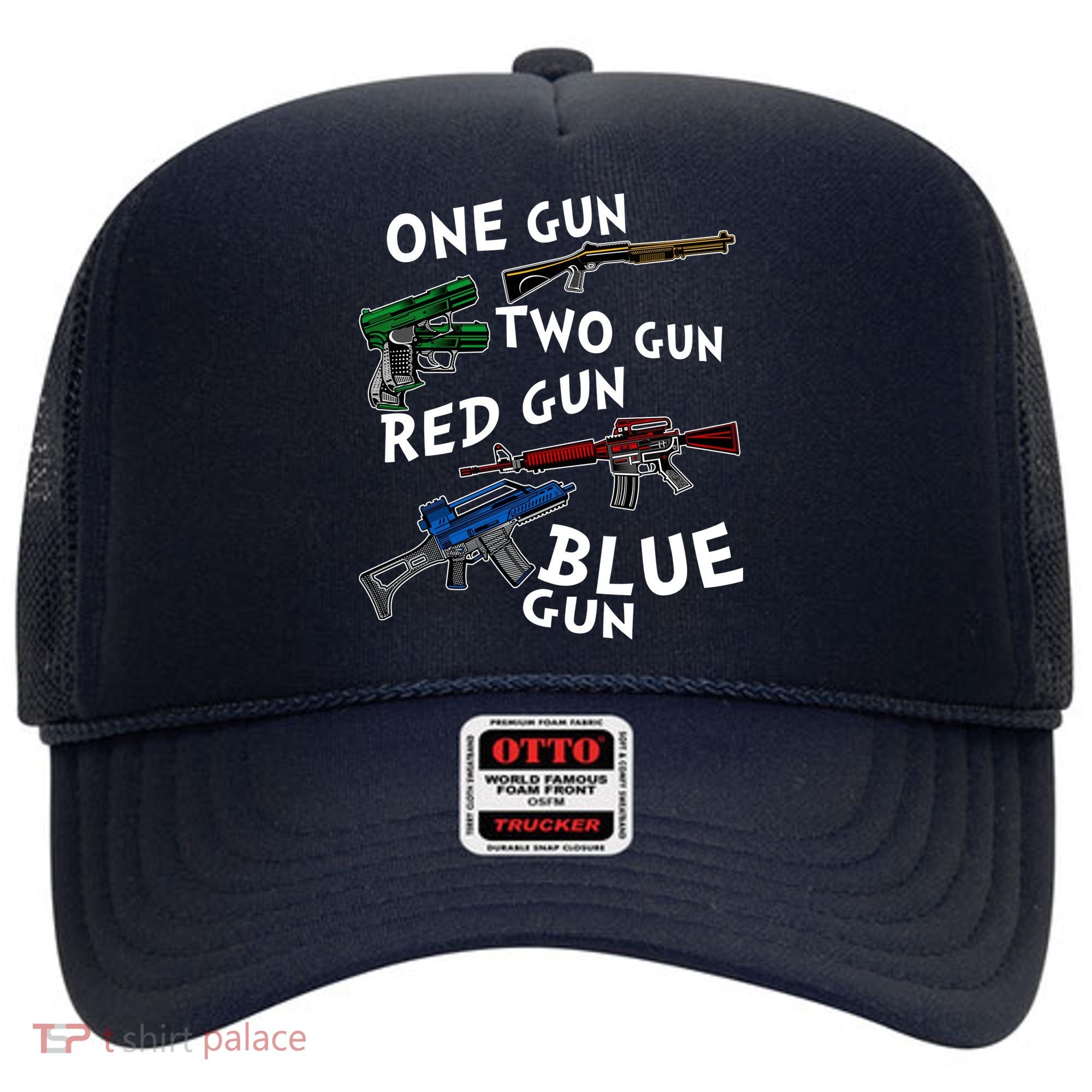 One Gun Two Gun Red Gun Blue Gun Funny Weapons Hat