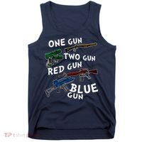 One Gun Two Gun Red Gun Blue Gun Funny Weapons Tank Top thumb 0
