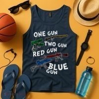 One Gun Two Gun Red Gun Blue Gun Funny Weapons Tank Top thumb 4