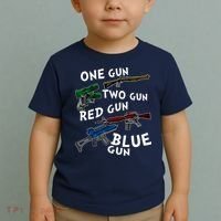 One Gun Two Gun Red Gun Blue Gun Funny Weapons Toddler T-Shirt thumb 2