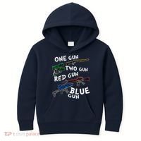 One Gun Two Gun Red Gun Blue Gun Funny Weapons Kids Hoodie thumb 0