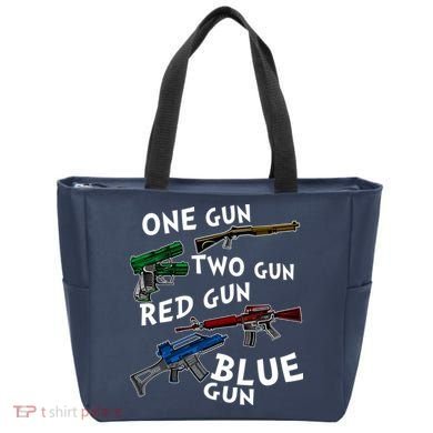 One Gun Two Gun Red Gun Blue Gun Funny Weapons Tote Bag