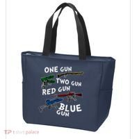 One Gun Two Gun Red Gun Blue Gun Funny Weapons Tote Bag thumb 3