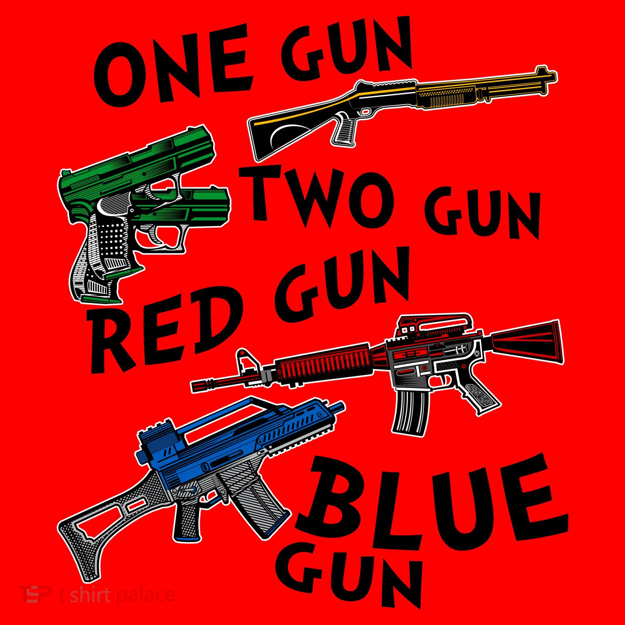 One Gun Two Gun Red Gun Blue Gun Funny Weapons Santa Hat