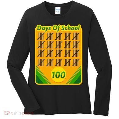 One Hundred Days Of School Crayons Women's Long Sleeve Shirt