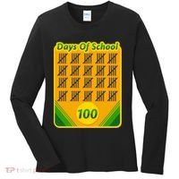 One Hundred Days Of School Crayons Women's Long Sleeve Shirt thumb 0