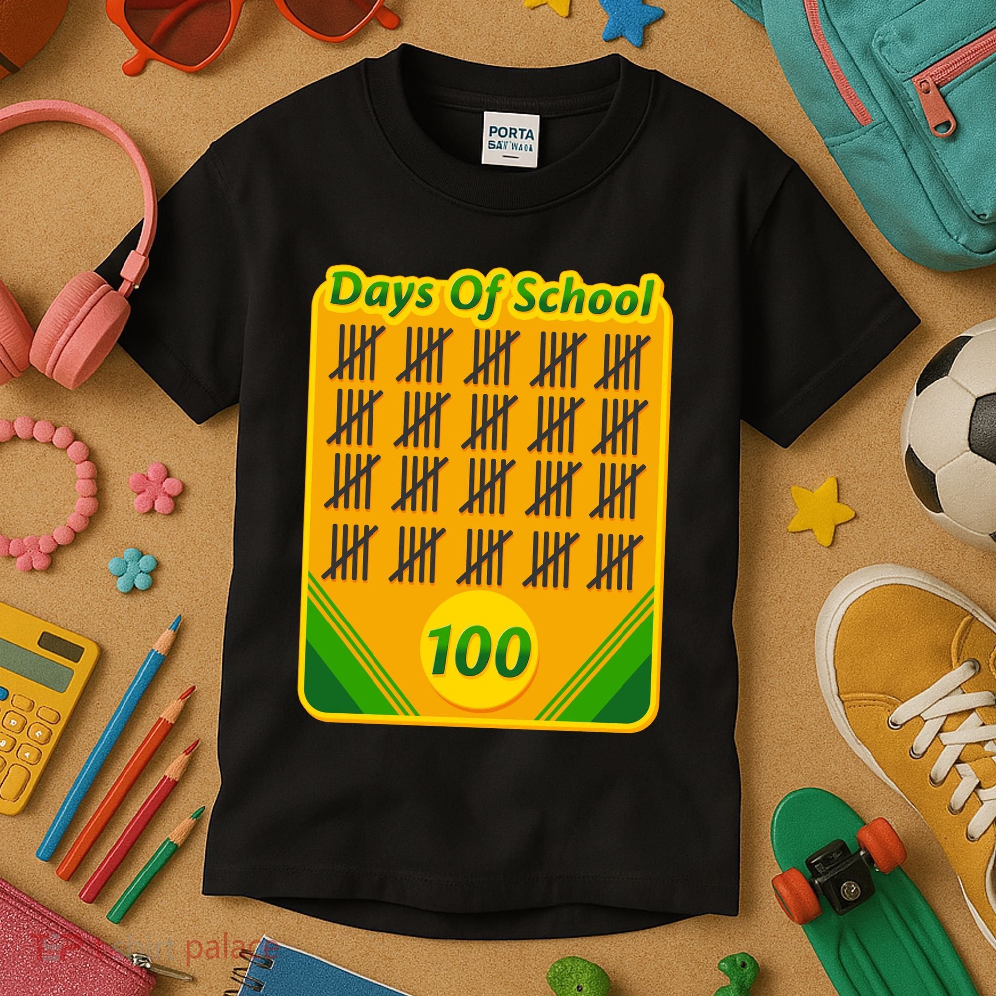 One Hundred Days Of School Crayons Kids T-Shirt