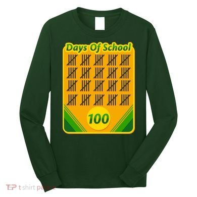 One Hundred Days Of School Crayons Long Sleeve Shirt