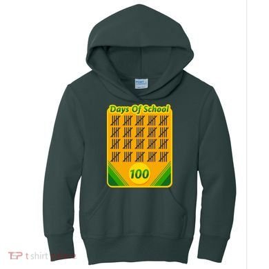 One Hundred Days Of School Crayons Kids Hoodie