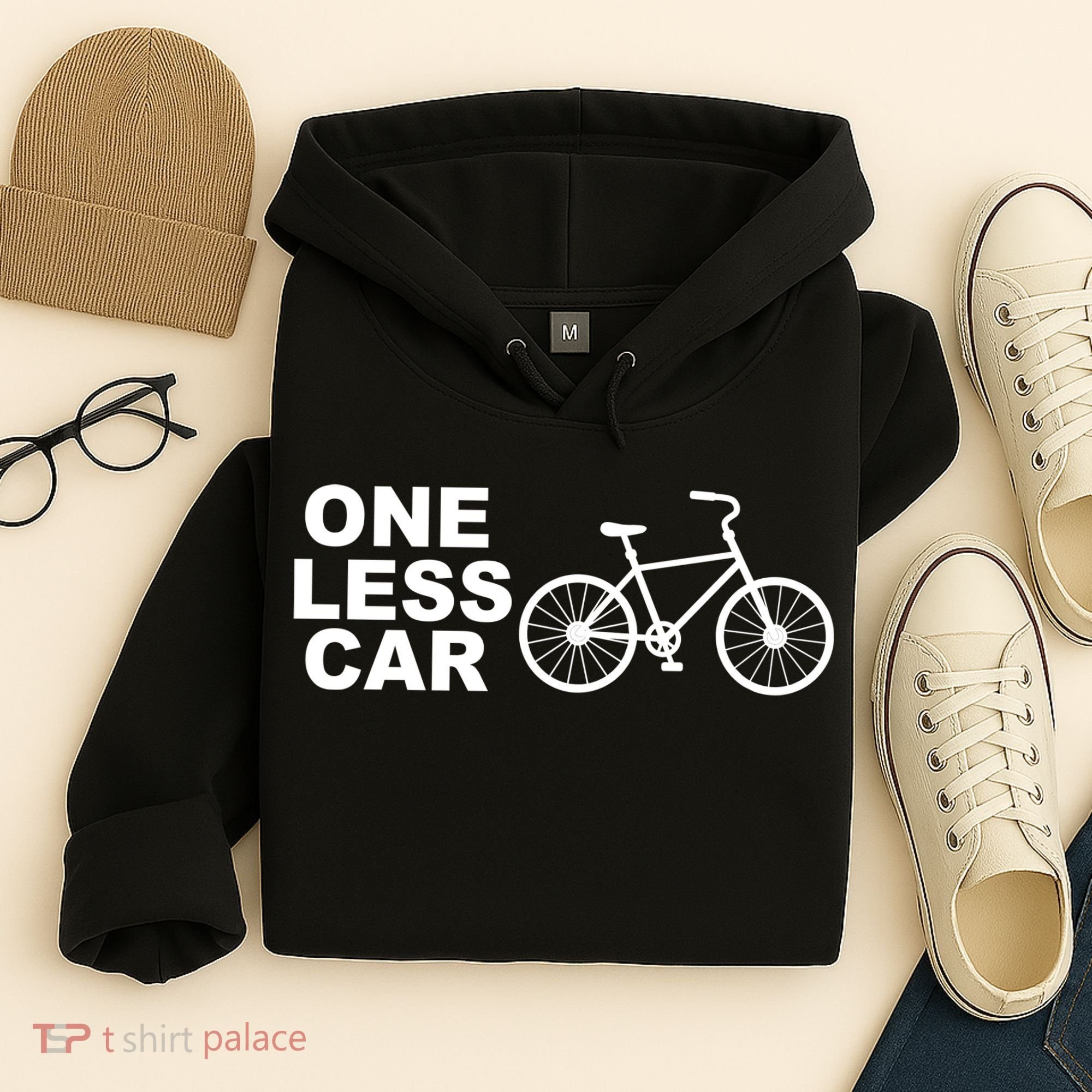 One Less Car Funny Cycling Hoodie