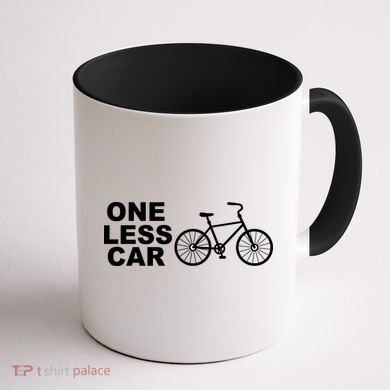 One Less Car Funny Cycling Coffee Mug back