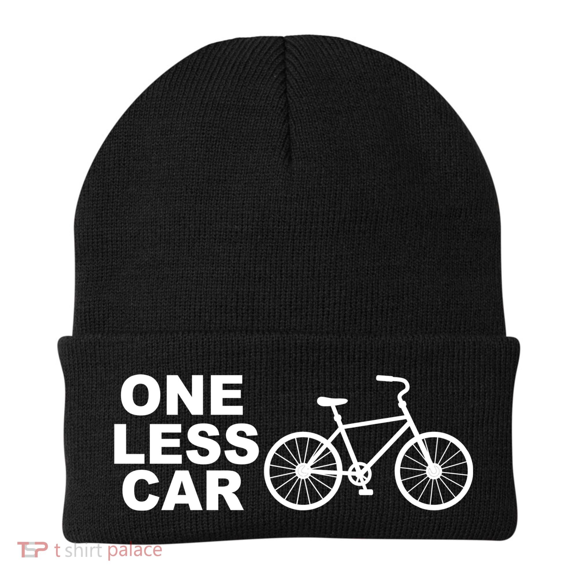 One Less Car Funny Cycling Beanie