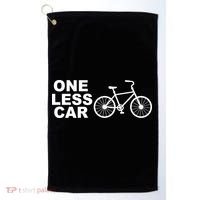 One Less Car Funny Cycling Golf Towel thumb 0