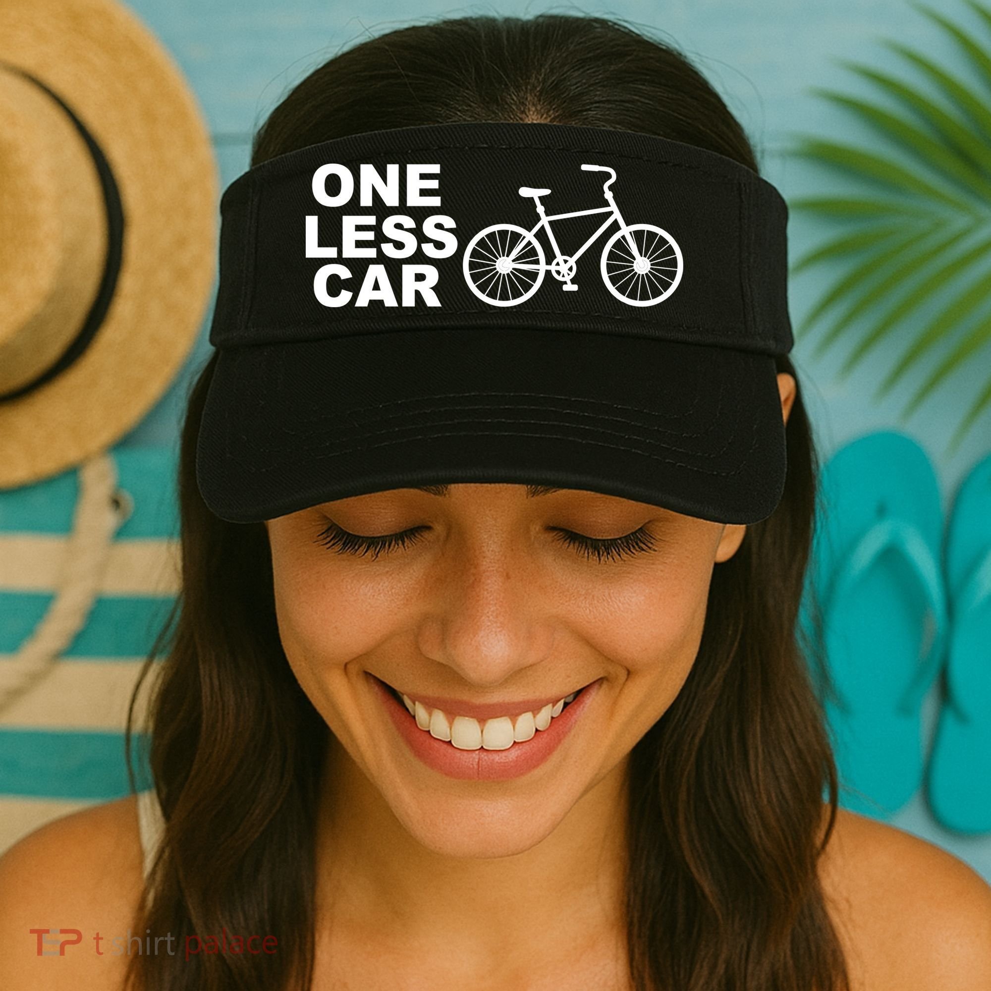 One Less Car Funny Cycling Visor
