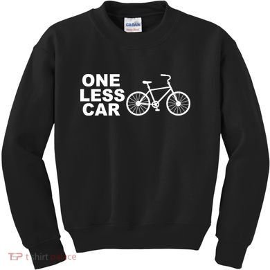 One Less Car Funny Cycling Kids Sweatshirt