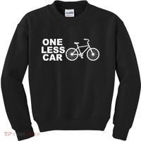 One Less Car Funny Cycling Kids Sweatshirt thumb 0