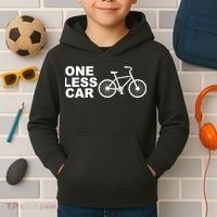 One Less Car Funny Cycling Kids Hoodie thumb 2