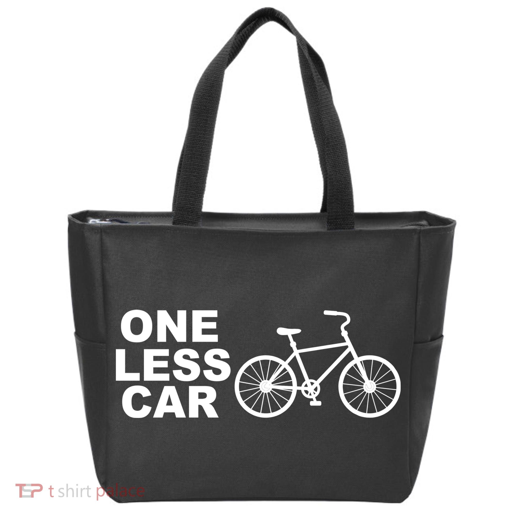 One Less Car Funny Cycling Tote Bag