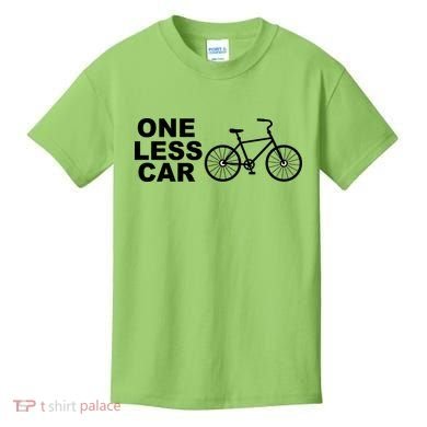 One Less Car Funny Cycling Kids T-Shirt