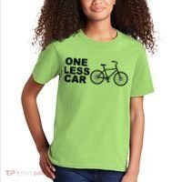 One Less Car Funny Cycling Kids T-Shirt thumb 2