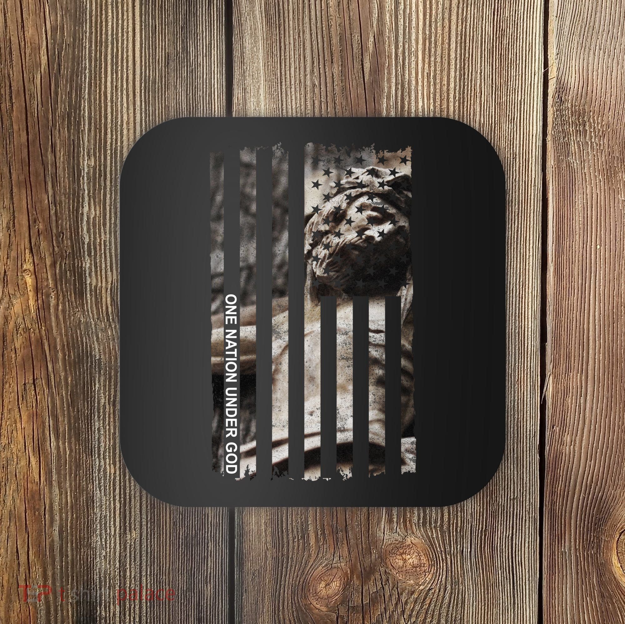One Nation Under God American Jesus Flag Coaster