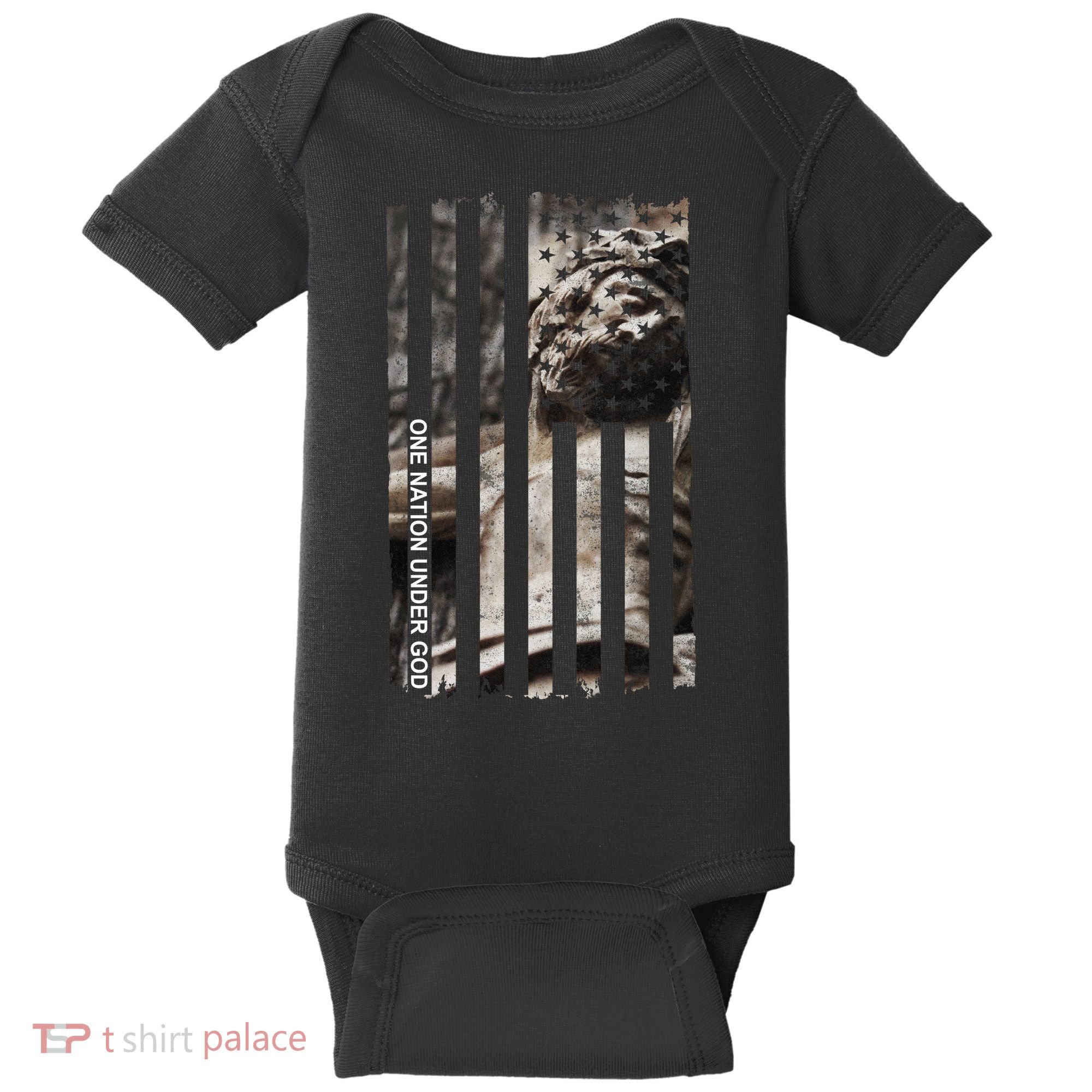 One Nation Under God American Jesus Flag Baby Bodysuit