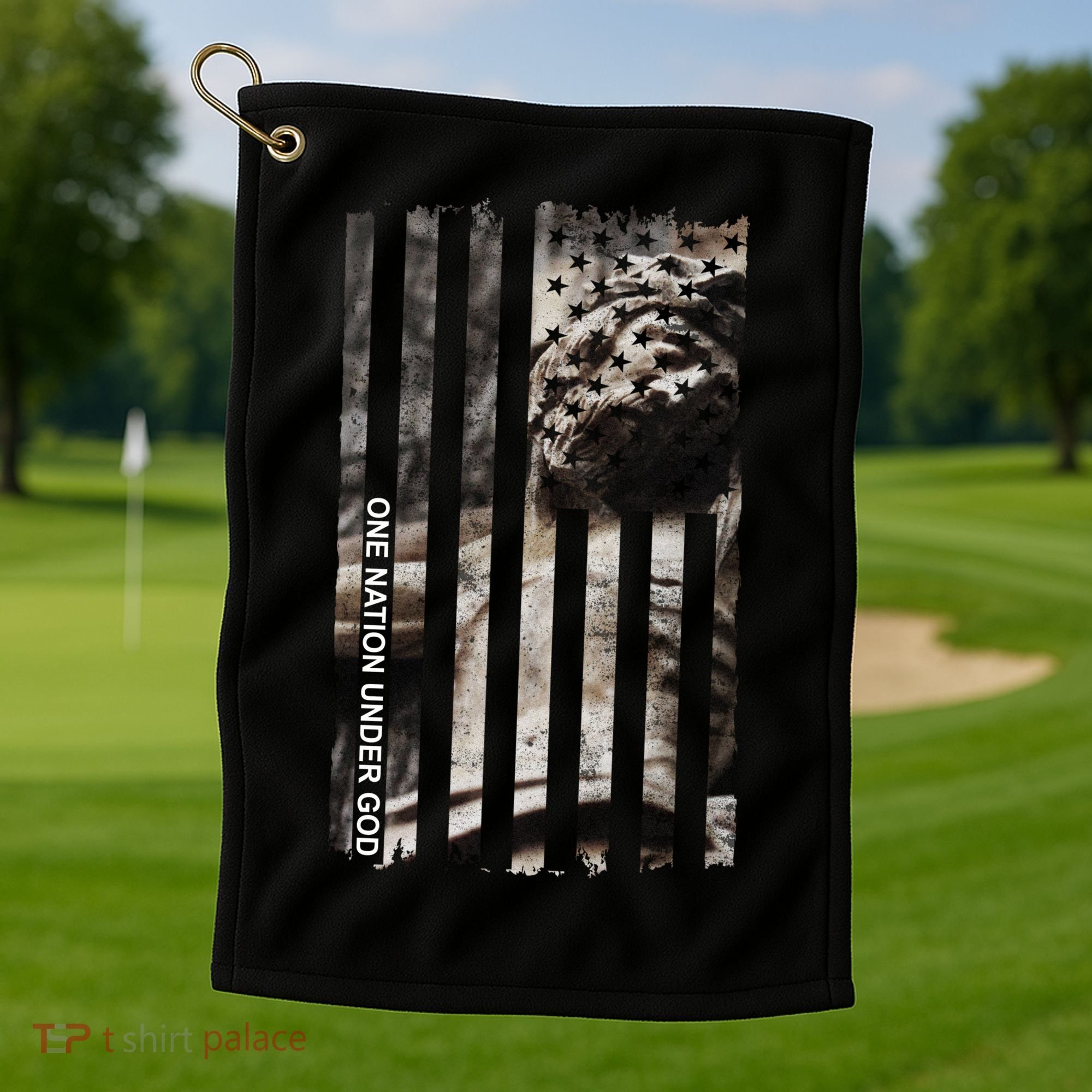 One Nation Under God American Jesus Flag Golf Towel