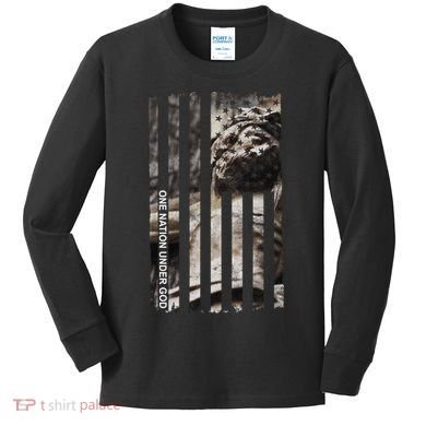 One Nation Under God American Jesus Flag Kids Long Sleeve Shirt