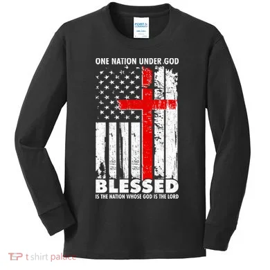 One Nation Under God Blessed Kids Long Sleeve Shirt