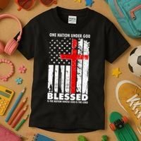 One Nation Under God Blessed Kids T-Shirt thumb 3