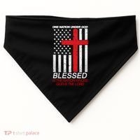 One Nation Under God Blessed Is The Nation Whose God Is The Lord USA-Made Doggie Bandana thumb 0