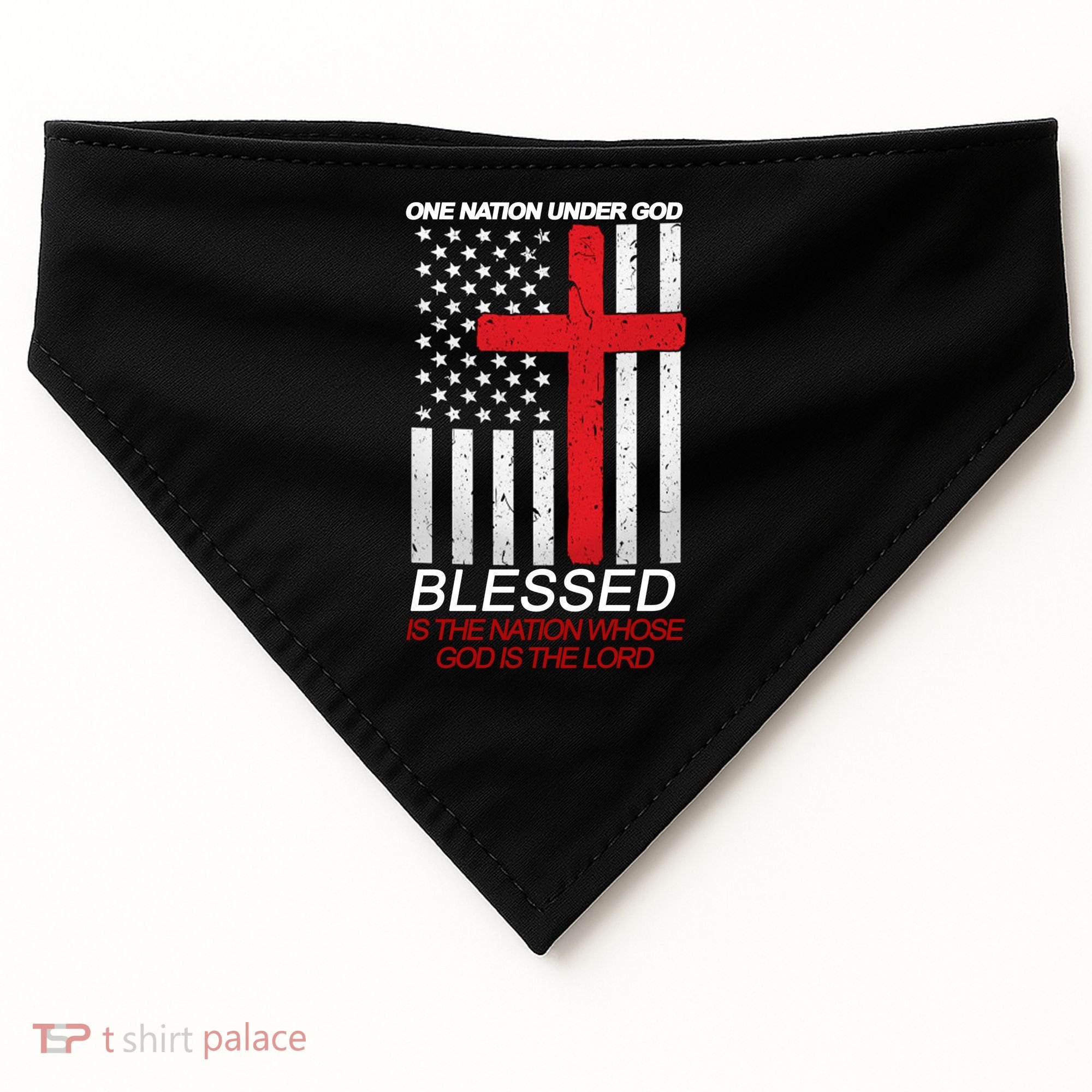 One Nation Under God Blessed Is The Nation Whose God Is The Lord USA-Made Doggie Bandana